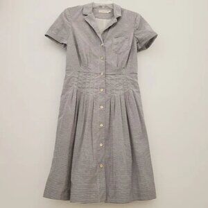 Tory Burch Black/White Striped Button Down Cotton Shirt Dress